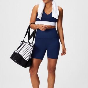 Powerhold by fabletics navy set, ultra HW 6” short + all day everyday‎ bra small